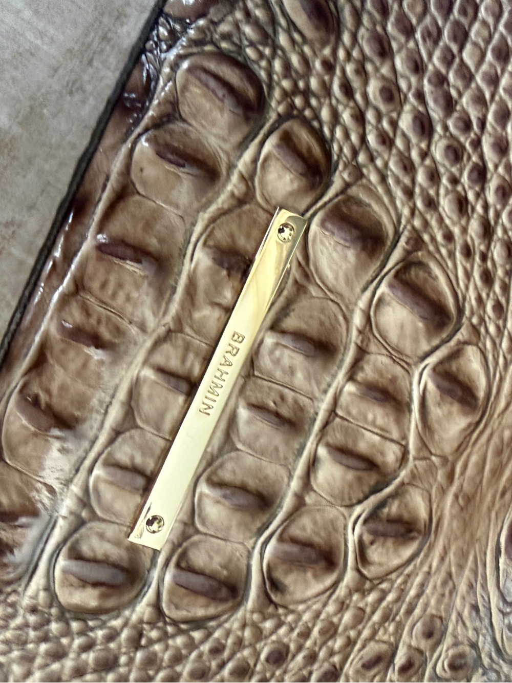 Brahmin Brown Hillary Croc-Embossed Crossbody with Adjustable Strap - Picture 7 of 14